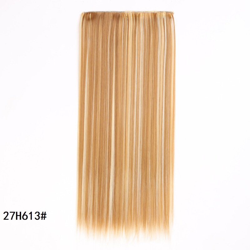 ヨーロッパとアメリカの女性用ウィッグ、ロングストレートヘアエクステ、ワンピース5クリップウィッグ、クリップヘア、化学繊維ヘアカーテン、工場直販|undefined