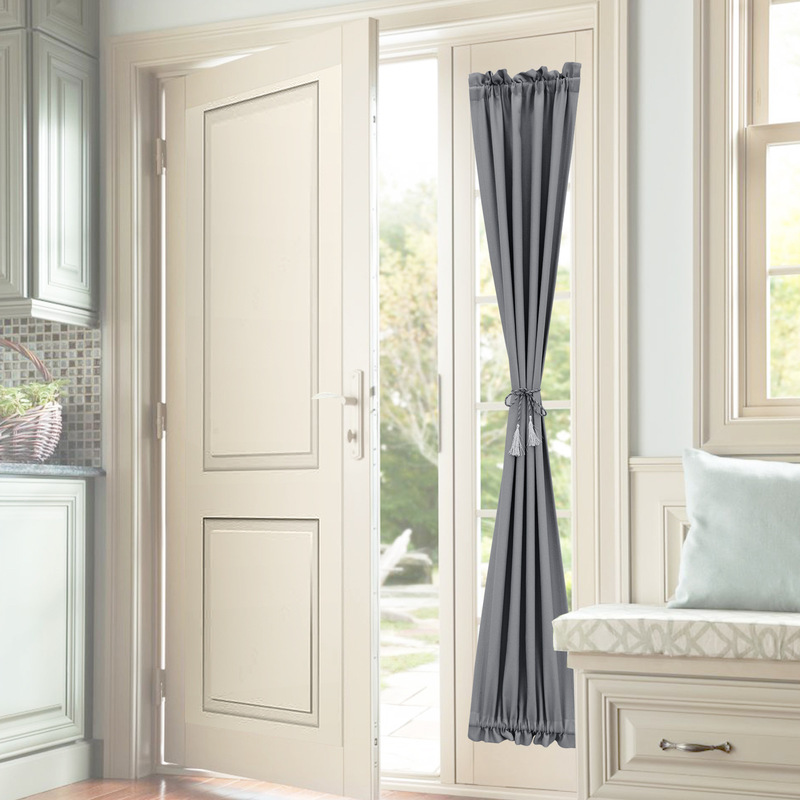Solid Color French Door Curtain Rod Type Amazon Cross-border Foreign Trade Glass Door Insulation Shading Door Curtain Finished Door Curtain