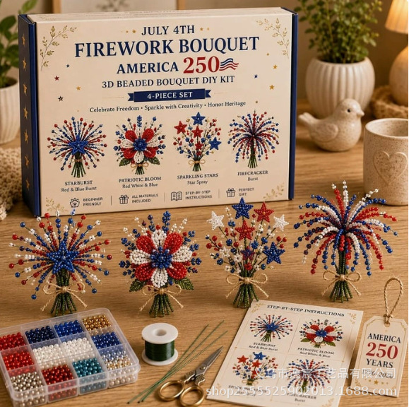 Cross-Border DIY Beaded Bouquet Material Kit Bouquet DIY Kit Handmade Kit Floral Materials Gift