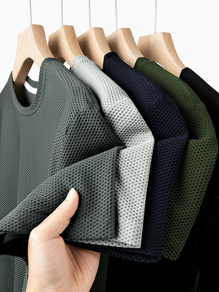 Ice Silk Cool Mesh Short-Sleeved T-Shirt 2026 New Quality Men's Summer Breathable Quick-Drying Sports Half-Sleeve Thin Style