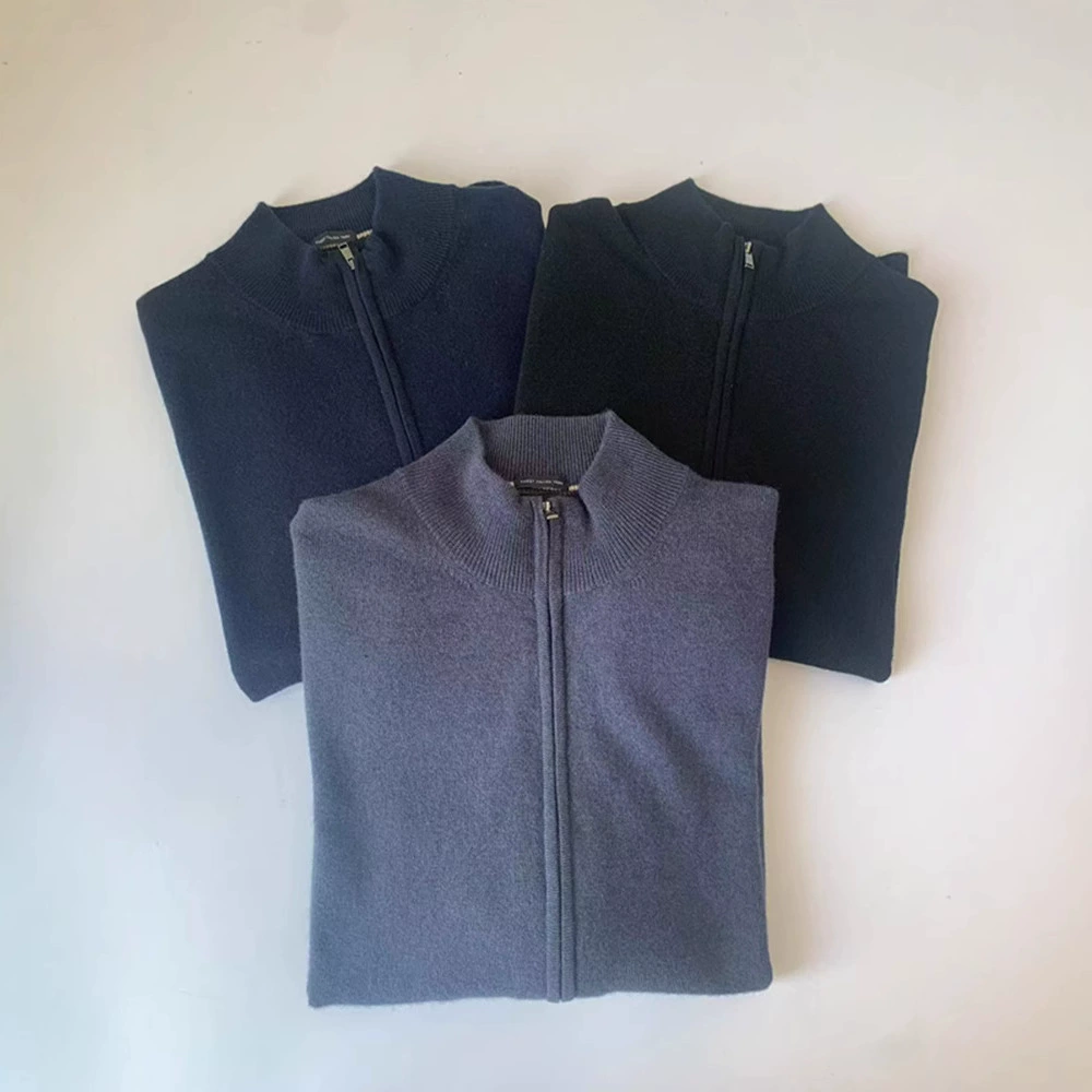 Внешняя торговля B ** S Мужская осень-зима сплошной трикотажный полуводолазка свитер теплый дикий двойной кардиган на молнии куртка