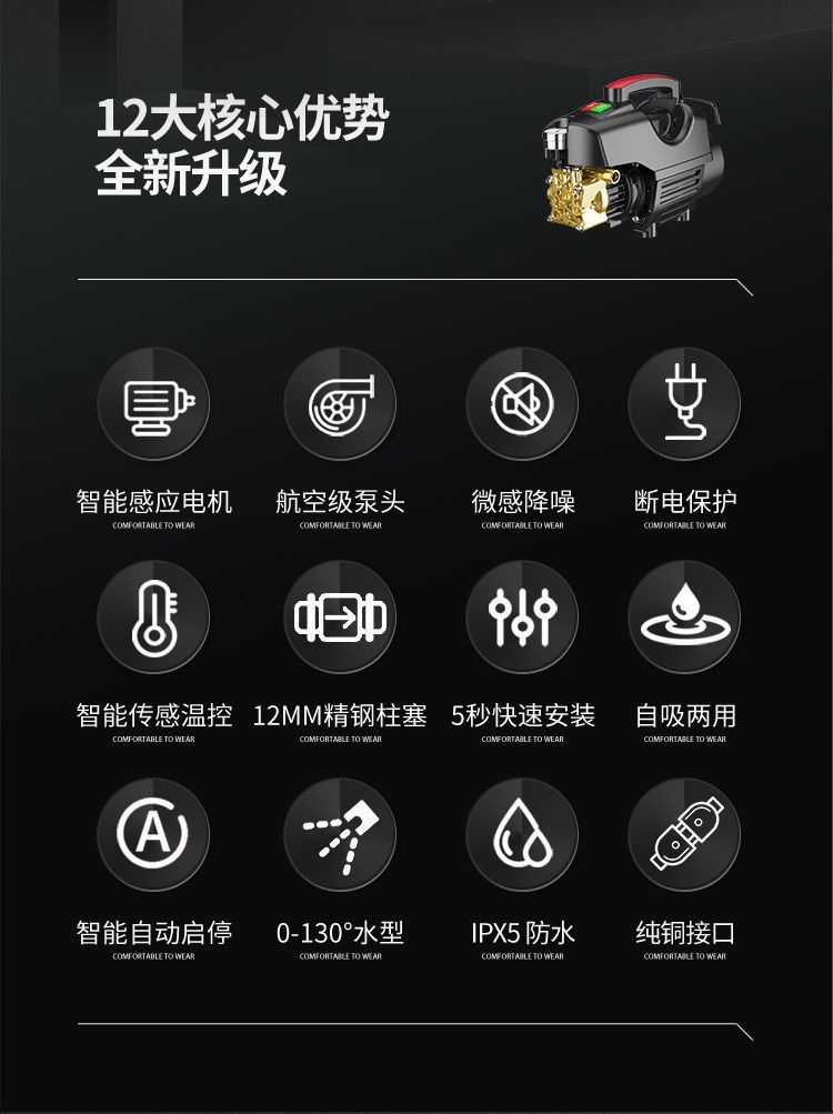 Black Cat Pressure Car Washing Machine for Home Use 220V Car Washing Tool High-Power Car Cleaning Water Pump Machine