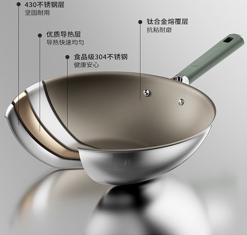 Manufacturer wholesale titanium alloy wok healthy pure titanium pot pan no oil smoke non-stick pan household universal cooking pot