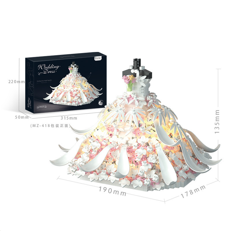 MZ - 418: vestido de boda blanco 1500 gránulos (con luz)