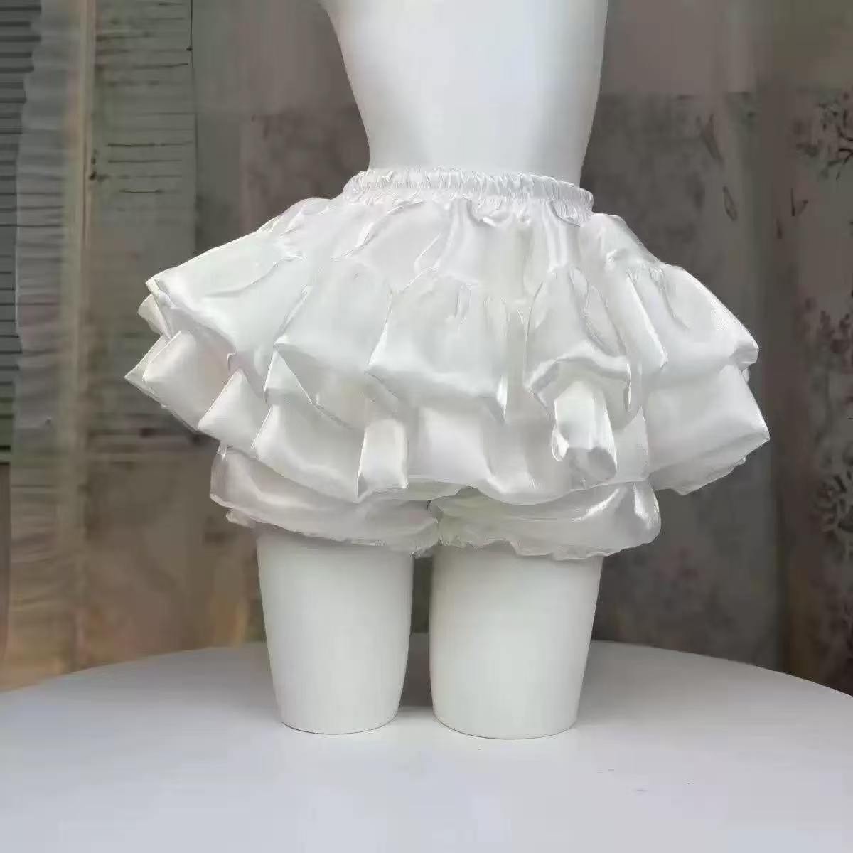 Sweet Maid Roleplay Lingerie Set, Short White Mesh Skirt with Bow Detail — detail image 7