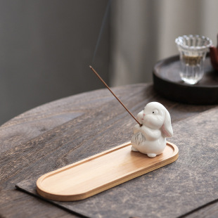 Creative Cute Rabbit Incense Insert Ceramic Animal Incense Holder Incense Burner Tea Table Tea Room Incense Crafts Zen Ornaments