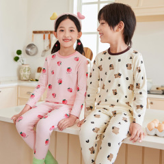 子供用の薄いタイプの保温下着の赤ちゃんのパジャマの学生の底のシャツの男女の子供のレカコットンの秋の服の秋のズボンのスーツの冬