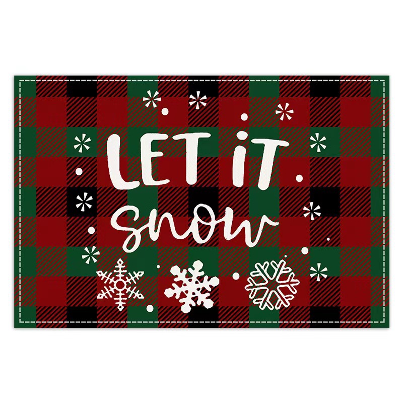 Transfronterizo temu explosión de Navidad invierno árbol de Navidad muñeco de nieve lino estampado conjunto de lino estampado