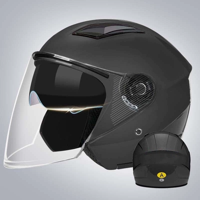 Men, Winter Warm and Windproof, Suitable: Motosiklet kaskı (dəbilqə) - b4-double-mirror-model-matte-black-hd-long-mirror-3c-certification