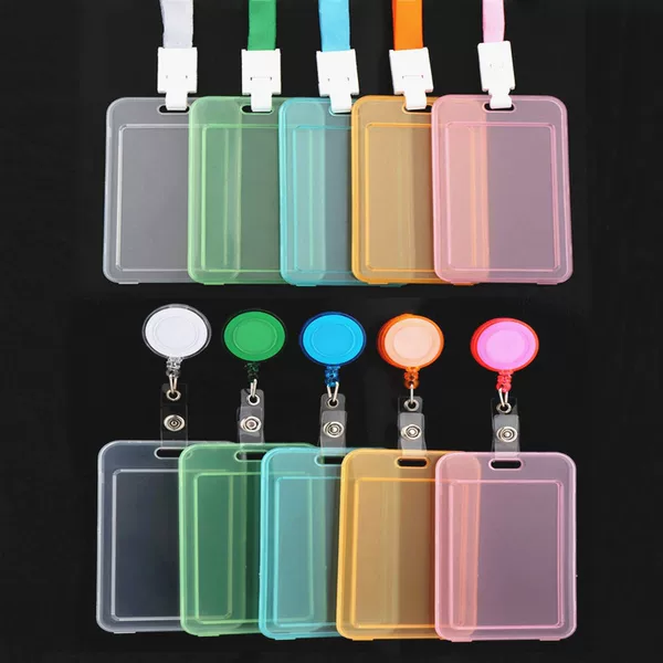 Multi-color transparent pp solid color card set single shell student lanyard bus access control card set simple candy color card set