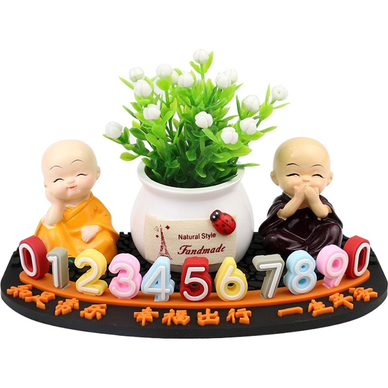Temporary Parking Number Plate for Car, Small Monk Design, Car-Mounted Phone Number Card, Moving Car Card, Decorative Ornament, Corporate Benefits