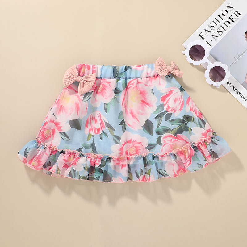 Wholesale Summer Children's Printed Sling Shirt Skirt Suit Two-piece Nihaojewelry display picture 5