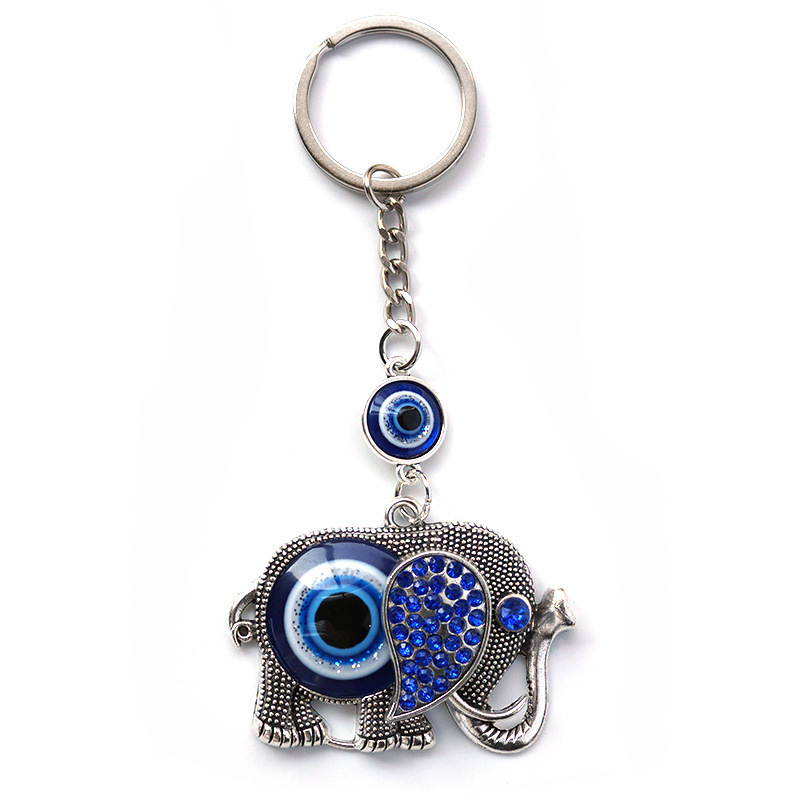 Blue Eye Jewelry Diamond Metal Elephant Keychain Devil's Eye Pendant Car Hanging Wall Decoration Alloy Accessories Manufacturers Blue Eye Jewelry Diamond Metal Elephant Keychain Devil's Eye Pendant Car Hanging Wall Decoration Alloy Accessories Manufacturers