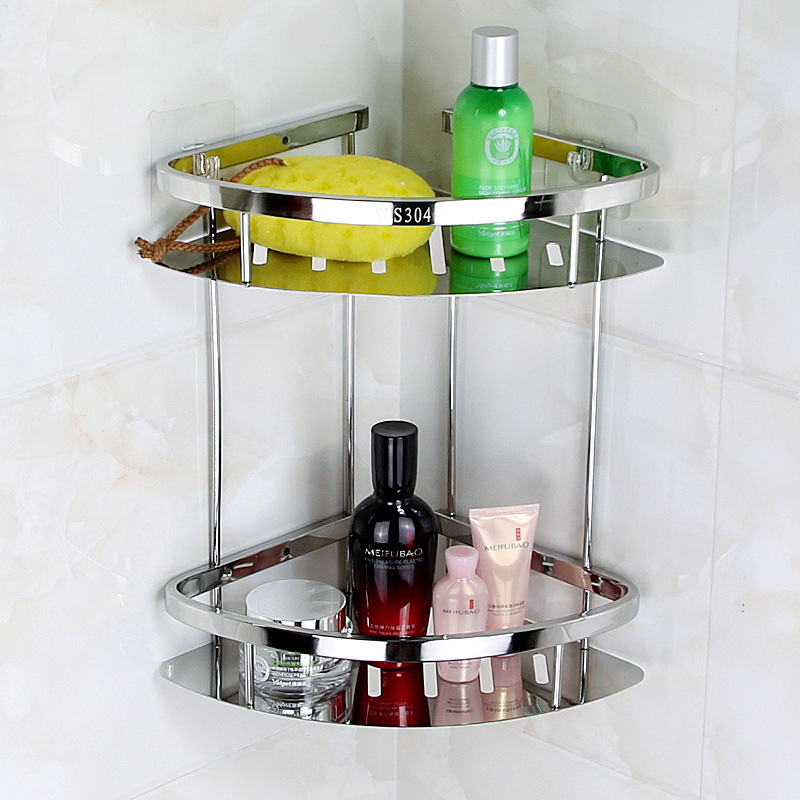 304 stainless steel toilet bathroom shelf wall hanging toilet washstand triangle storage shower room punch-free