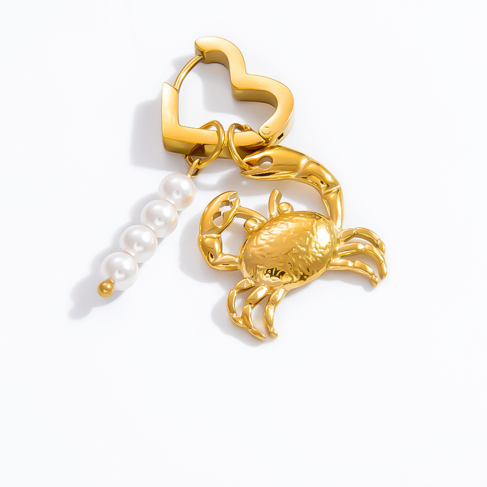 304 Stainless Steel Material PVD Coated Real Gold Plated 18K Gold Fish 304 Stainless Steel Elegant Simple Style Waterproof Non Tarnish Charm Sleeper Hoop Earrings Drop Earrings