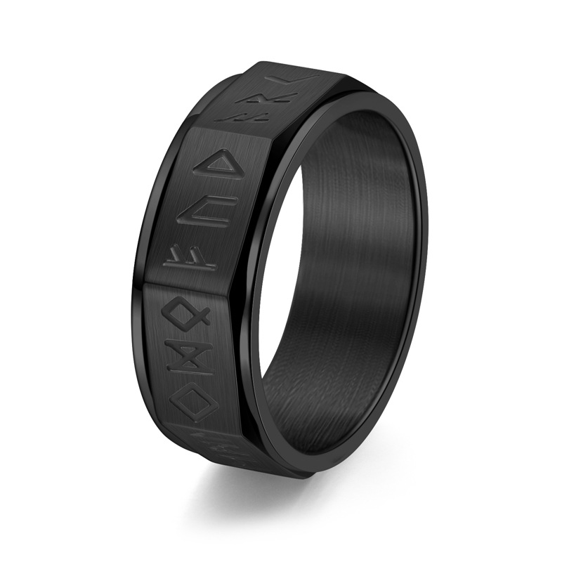 304 Stainless Steel Material Hip-Hop Geometric Symbol Stainless Steel Plating Men's Rings