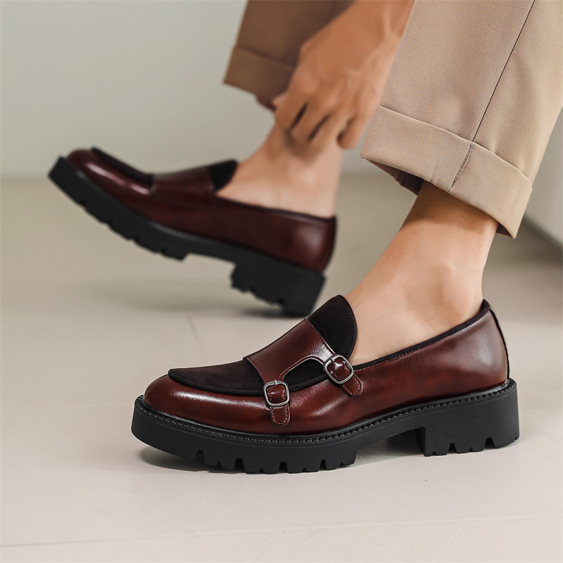 Pointed loafers slip-on casual men's platform elevating beans_voghion.com