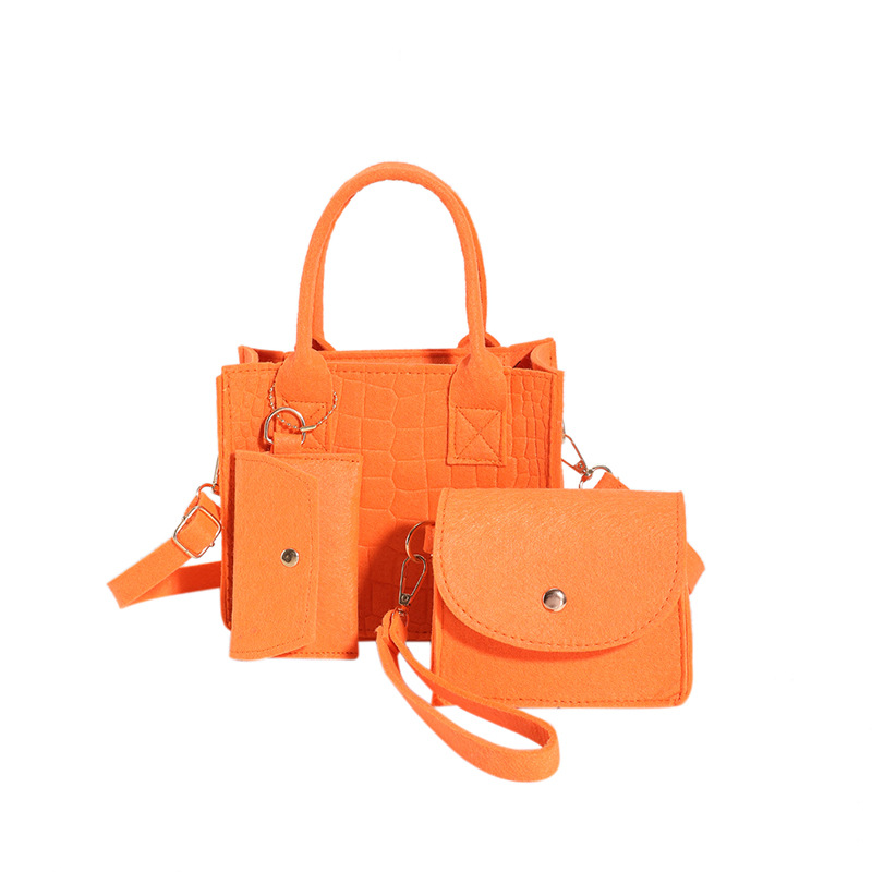 Patrón de cocodrilo de fieltro color sólido portátil pequeño bolso cuadrado conjunto de tres piezas bolso de la madre y el niño 2023 popular hombro crossbody simple bolso de las mujeres