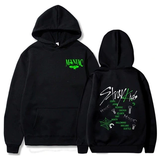 Stray Kids Maniac 印花连韩国时尚卫衣男女加绒连帽衫hoodie跨境