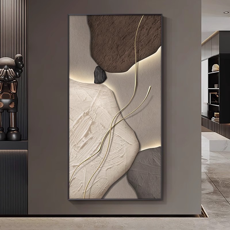 Stone Brings Good Fortune to the Entrance Hall Decorative Painting, High-End Abstract Mural, Modern Accessible Luxury, High-End Corridor Aisle Hanging Painting