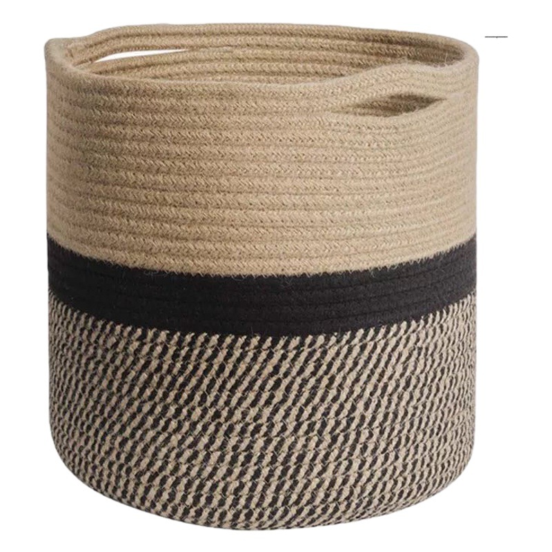 Cesta de almacenamiento de cuerda de algodón, cesta plegable a prueba de polvo para baño, cesta para ropa sucia, cesta para aperitivos, maceta, cesta de almacenamiento de plantas verdes, cesta tejida