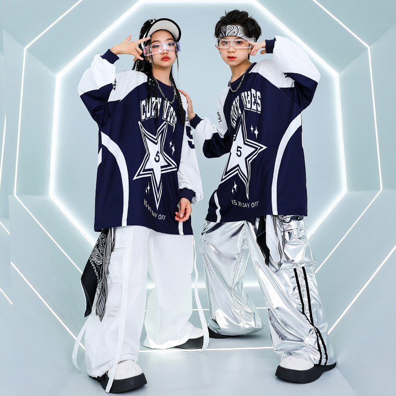 嘻哈童裝潮牌街舞兒童潮服男童hiphop衛衣休閒褲套裝女童演出服秋