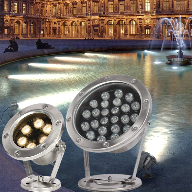 Led Fish Pond Underwater Lights, Square Landscape Pool Underwater Lights, Stainless Steel Fountain Spotlights, Water Curtain Wall Lights, Decorative Colorful Lights