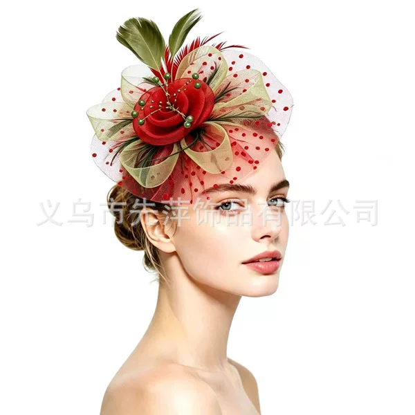 Popular Amazon Feather Headpiece Colorful Mesh Hair Accessory Fascinator Bridal Headpiece Party Racing Festival Headpiece