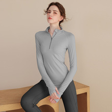瑜伽服女秋冬高领拉链长袖显瘦健身上衣外穿专业高颜值运动服