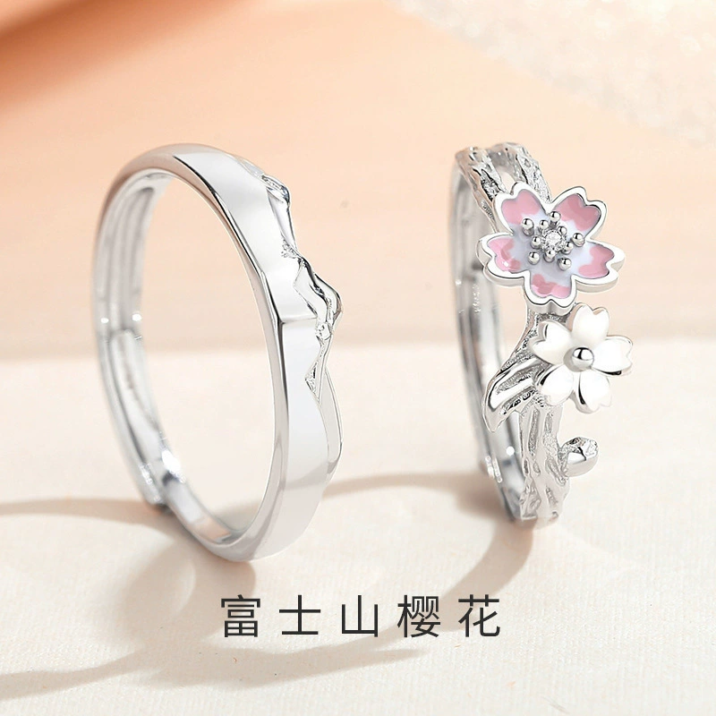 Brand small design fashionable fuchsia ring for beloved for men and women, flowered, wholesale