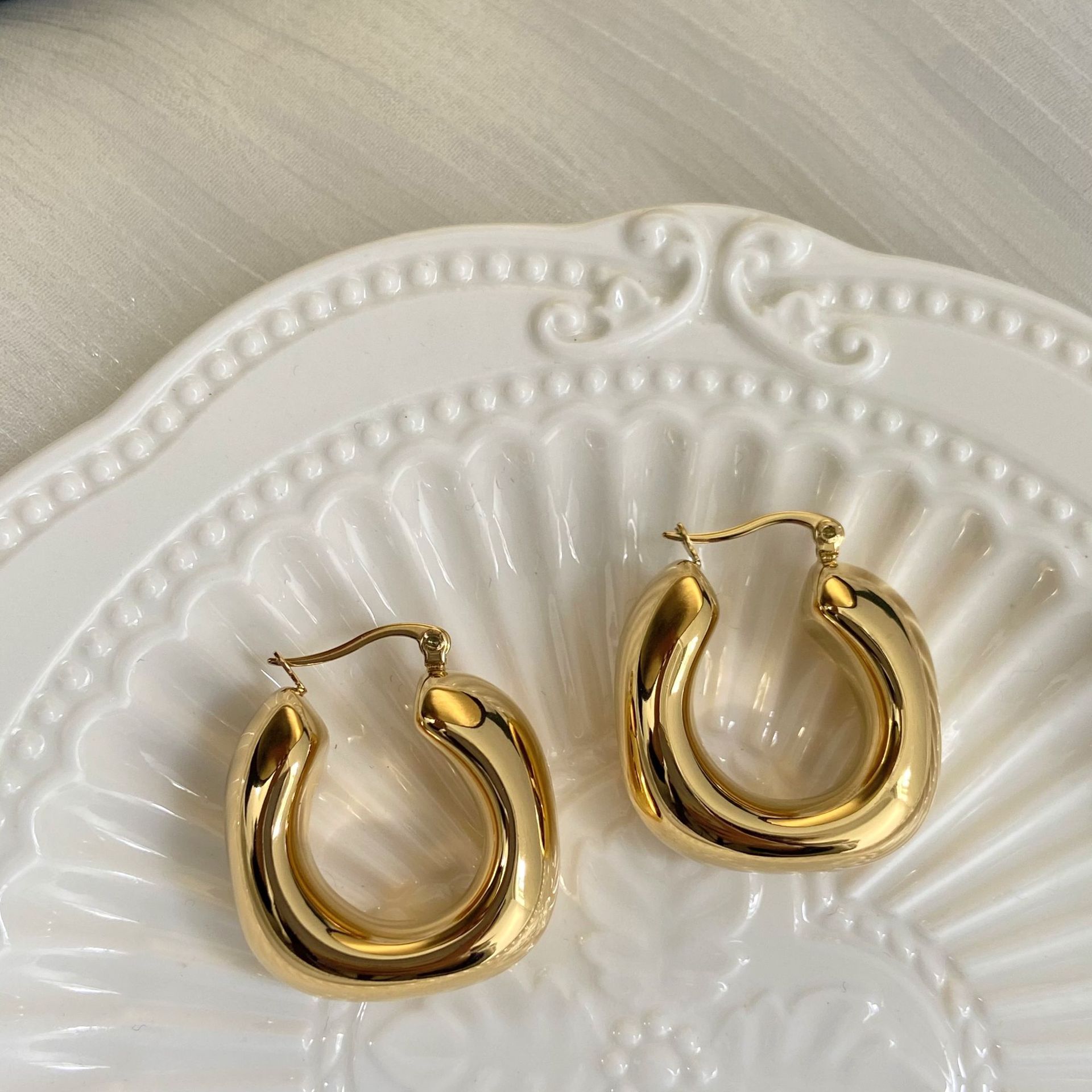 20g Weight PVD Coated Gold Plating Process 1 Pair Simple Style Geometric Plating 201 Stainless Steel Stainless Steel Earrings