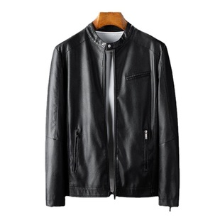 Men's Casual Leather Clothing 2025 Spring New Leather Jacket Vertical Collar Biker Clothing Fashionable Fleece Jacket Casual Wear for Men