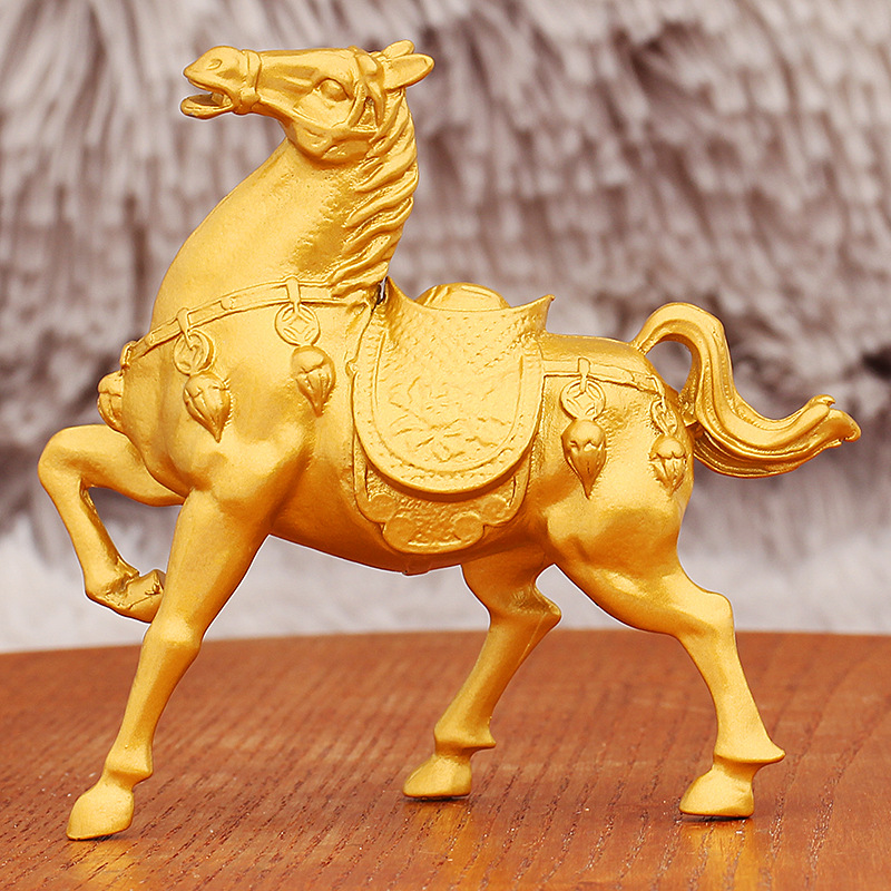 Golden Get Rich Soon Small Ornaments Home Desktop Crafts Get Success Zodiac Horse Alloy Metal Ornaments