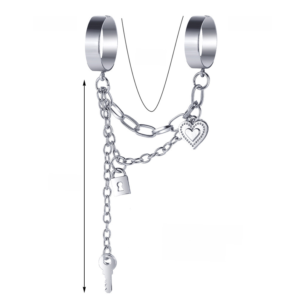 Persönlichkeit Kette Zwei-Finger Siaman Ring Kreative Ins Kreuz Schlüssel Schloss Öffnung Ring Ring_voghion.com