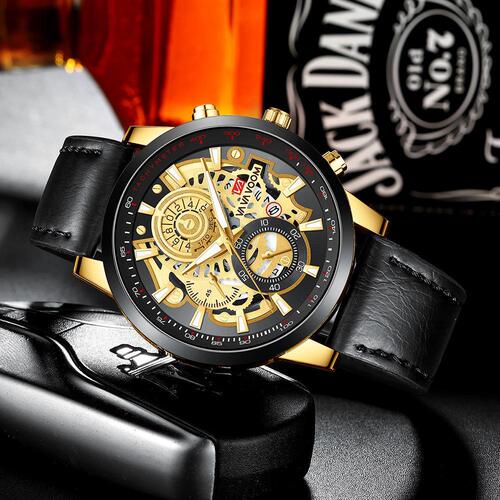 Cross-border AliExpress Luminous Fashion Skeleton Watch Men's Business Student Multi-Function Watch Cross-border Factory Exclusively Available