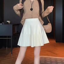 韩版学院风半身短裙2024春秋新款百褶针织裙高腰显瘦A字时尚百搭