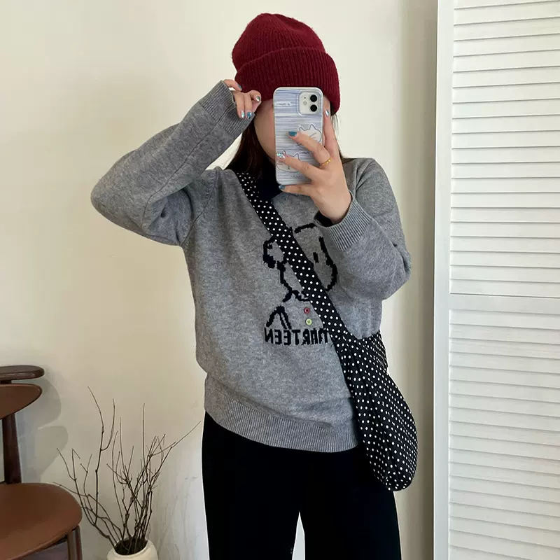 大码女装撞色polo领上衣女休闲毛衣2025冬款胖mm提花针织衫23569