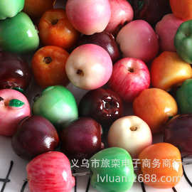 缩小版仿真直孔苹果草莓吊坠diy配件树脂饰品配件迷你水果道具