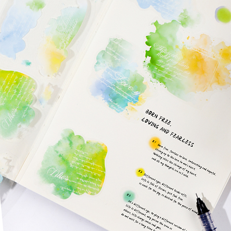 Ketchup girl PET cinta de color de mancha europea acuarela serie de pintura ligera cinta de collage de fondo de cuenta manual