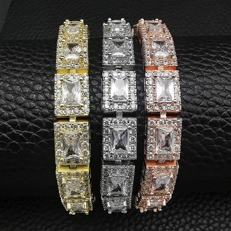 Daisy luxury fashion micro set zircon square multicolor men's and women's bracelet s5779_voghion.com