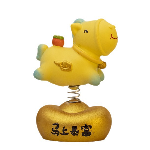 创意卡通摇头生肖小马摆件家居办公室桌面解压情绪车载装饰品礼物|undefined