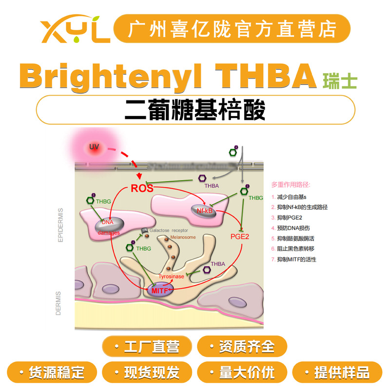 Swiss Brightenyl Thba Diglucosyl Benzoic Acid Brightening Agent Cosmetic Raw Material 1g Minimum Order