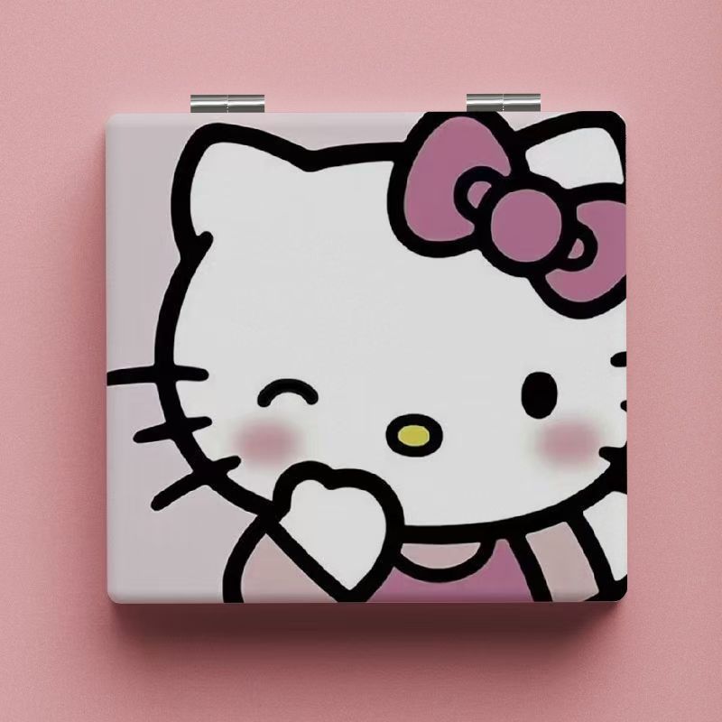 Lindo espejo pequeño Sanrio Kulomi espejo de maquillaje portátil de alto valor espejo de maquillaje portátil dormitorio de estudiantes espejo de maquillaje plegable