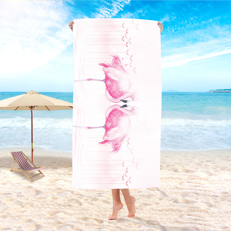 跨境直供北欧新品火烈鸟居家成人儿童海边沙滩游泳速干双面绒浴巾