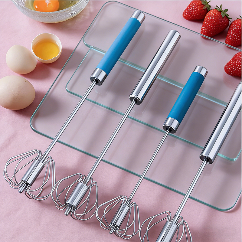 Stainless Steel Semi-Automatic Egg Beater Cream Whipping Stick Household Push-Type Rotating Egg Beater Manufacturer