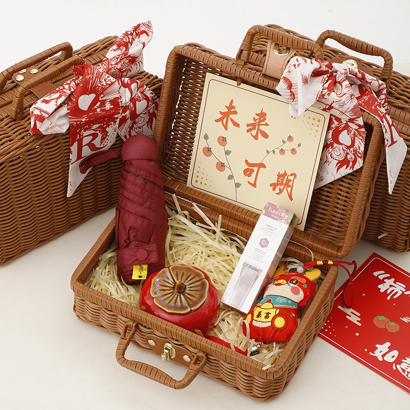 Sanba diosa Festival regalo práctico cesta de ratán de alta gama caja de regalo creativa empresa apertura tienda celebración actividad Grupo edificio regalo