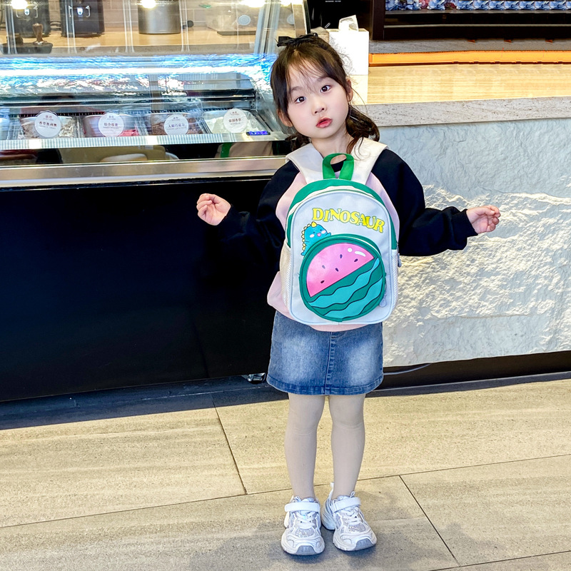 Mochila coreana de letras extranjeras para niños y niñas, mochila de dibujos animados, fruta, sandía, mochila de bebés, nueva mochila de niños de comercio exterior