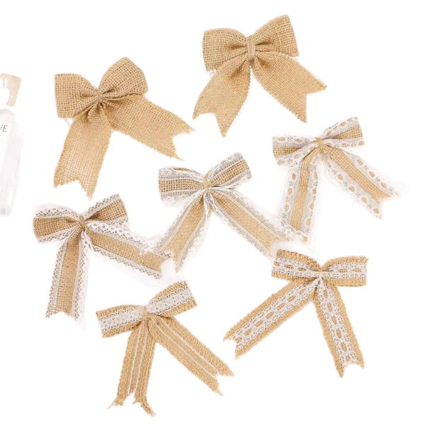 Cross-border Amazon Christmas bow Dowel lace sackcloth bow Christmas…