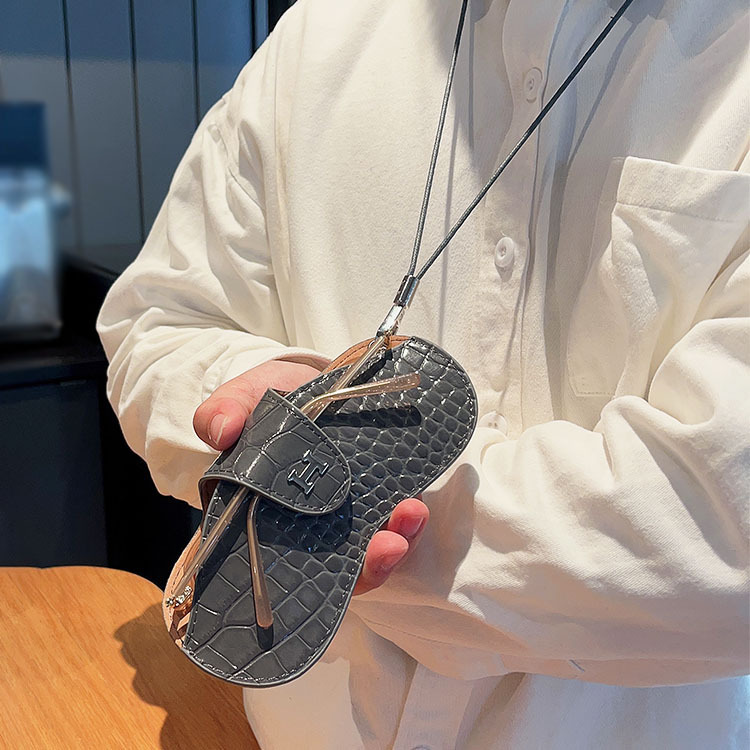 H-Button Genuine Leather Crocodile Pattern Glasses Bag Sunglasses Storage Bag Neck Hanging Lanyard Portable Glasses Box Proximity Mirror Protective Cover