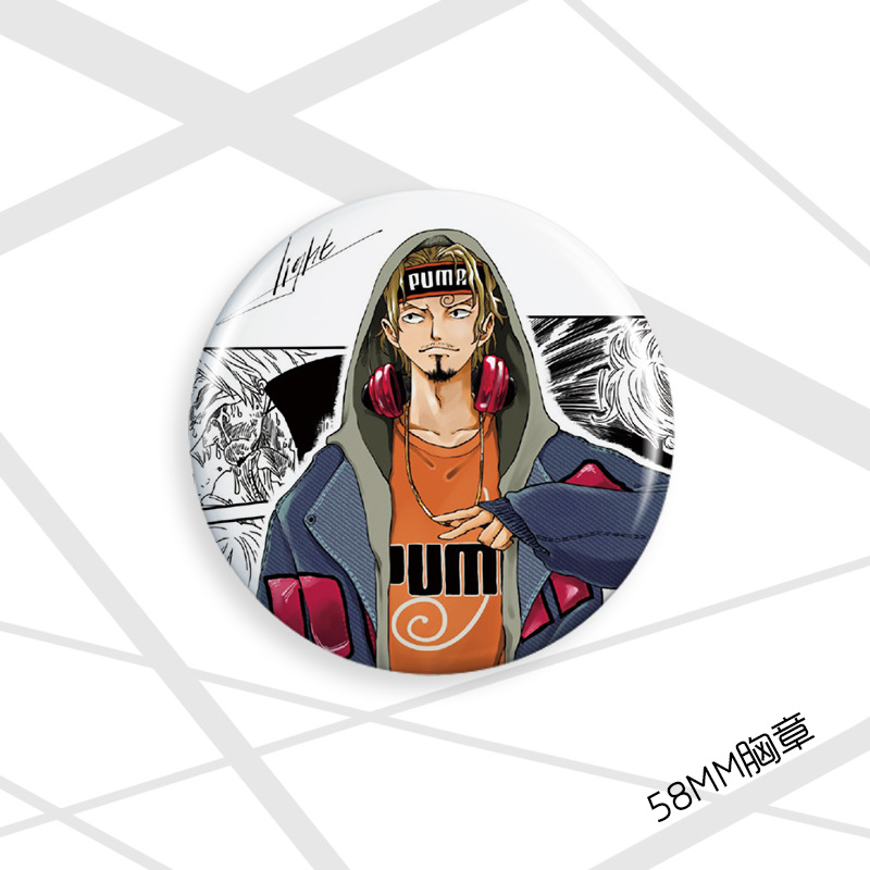 Insignia pirata 58mm Luffy Joba Sauron Nami Xiangji Ace insignia de dibujos animados broche de regalo